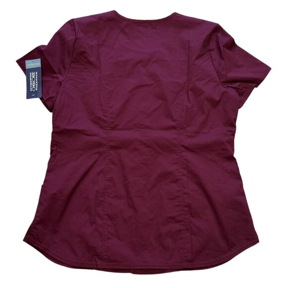 Cherokee Womens Modern Classic Core Stretch Scrub Top Wine L Medical NWT - Picture 7 of 7